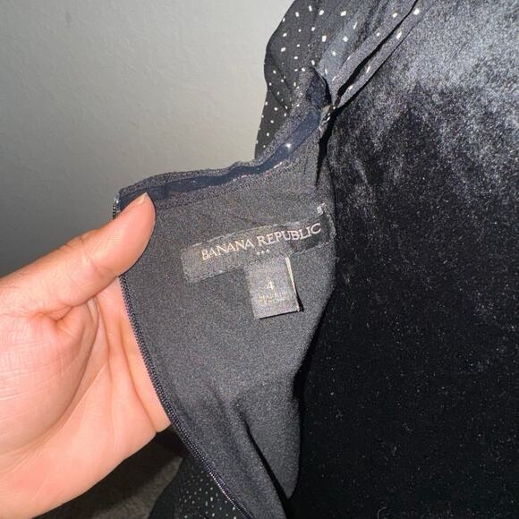 Banana Republic Women's Swing Dress Off Shoulder Sleeves Size 4 Black Polka Dot - Picture 6 of 9